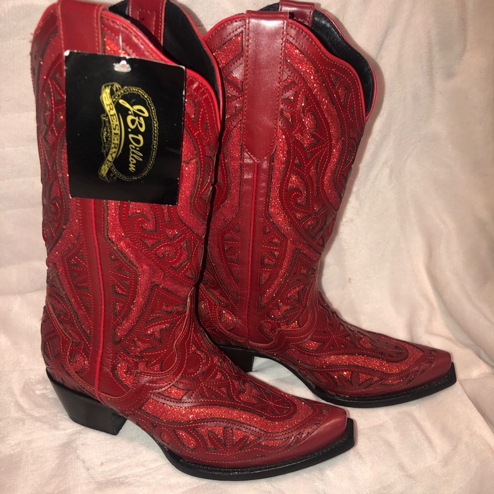 J.B. Dillon Reserve Vibrant Red Boots New w/Tags Retail $299.99